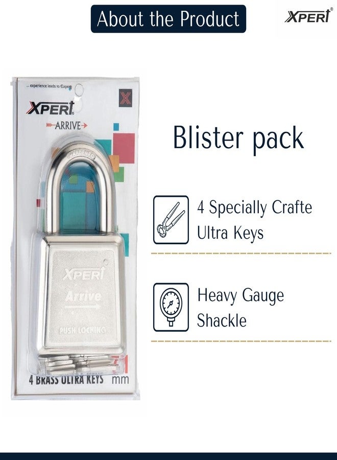 Xpert Arrive Premium Padlock with Push Locking by Xpert (Pack of 1) with 4 Ultra Keys - Image 3